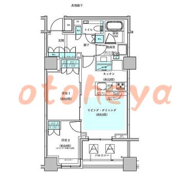 楽器ピアノ可相談 の 賃貸物件 2LDK 29.5万円の図面１