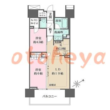 楽器ピアノ可相談 の 賃貸物件 2LDK 15万円の図面１