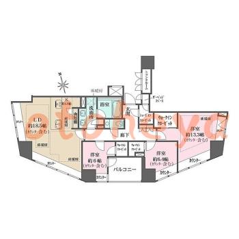 楽器ピアノ可相談 の 賃貸物件 3LDK 98万円の図面１