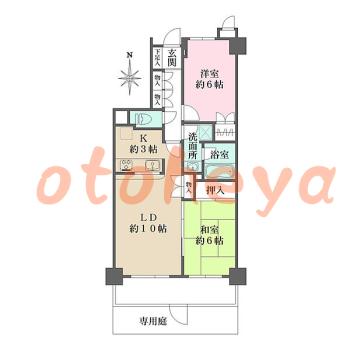 楽器ピアノ可相談 の 賃貸物件 2LDK 14.8万円の図面１