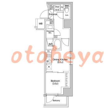 楽器ピアノ可相談 の 賃貸物件 1DK 10.7万円の図面１