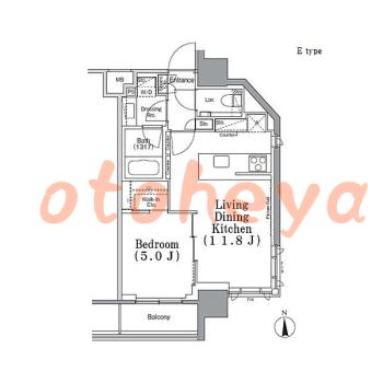 楽器ピアノ可相談 の 賃貸物件 1LDK 22万円の図面１
