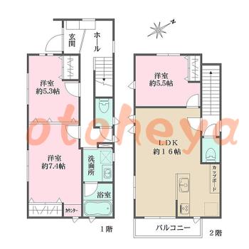 楽器ピアノ可相談 の 賃貸物件 3LDK 28.5万円の図面１