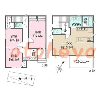 楽器ピアノ可相談 の 賃貸物件 3LDK 27.1万円の図面１
