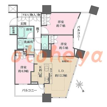 楽器ピアノ可相談 の 賃貸物件 3LDK 39.7万円の図面１