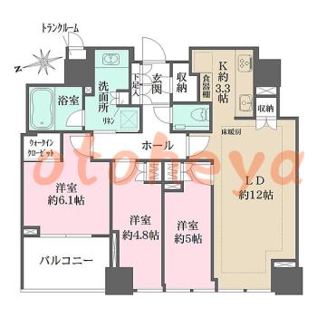 楽器ピアノ可相談 の 賃貸物件 3LDK 53.5万円の図面１