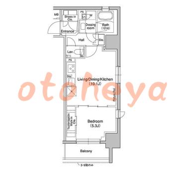 楽器ピアノ可相談 の 賃貸物件 1LDK 19.6万円の図面１