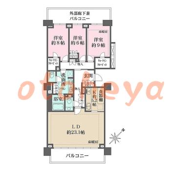 楽器ピアノ可相談 の 賃貸物件 3LDK 200万円の図面１