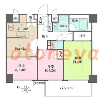 楽器ピアノ可相談 の 賃貸物件 3DK 11万円の図面１