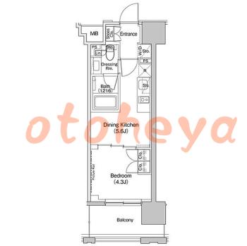楽器ピアノ可相談 の 賃貸物件 1DK 11.4万円の図面１