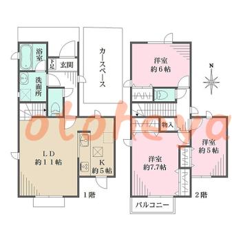 楽器ピアノ可相談 の 賃貸物件 3LDK 25.5万円の図面１