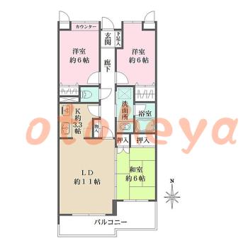楽器ピアノ可相談 の 賃貸物件 3LDK 21万円の図面１