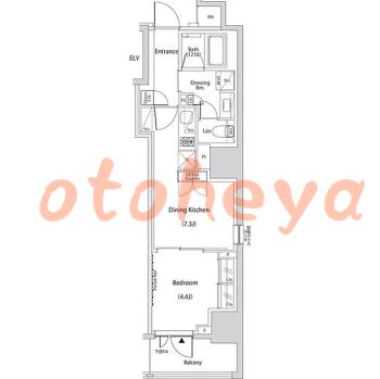 楽器ピアノ可相談 の 賃貸物件 1DK 18万円の図面１