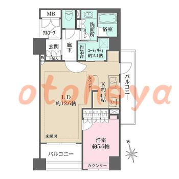 楽器ピアノ可相談 の 賃貸物件 1LDK 23万円の図面１