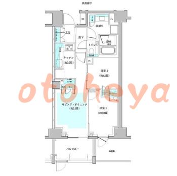 楽器ピアノ可相談 の 賃貸物件 2LDK 30万円の図面１