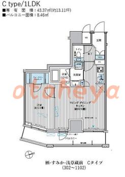 楽器ピアノ可相談 の 賃貸物件 1LDK 20.2万円の図面１