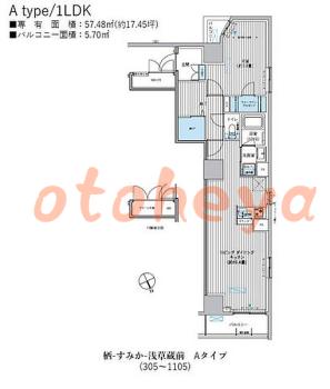 楽器ピアノ可相談 の 賃貸物件 1LDK 24万円の図面1