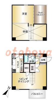 楽器ピアノ可相談 の 賃貸物件 1LDK 12.8万円の図面１