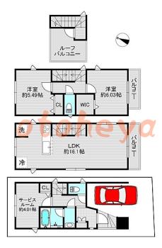 楽器ピアノ可相談 の 賃貸物件 2SLDK 17.8万円の図面１