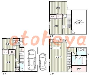 楽器ピアノ可相談 の 賃貸物件 4SLDK 17.5万円の図面１