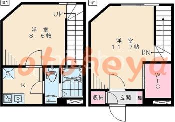 楽器ピアノ可相談 の 賃貸物件 1LDK 13.9万円の図面１