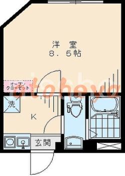 楽器ピアノ可相談 の 賃貸物件 1K 9万円の図面１
