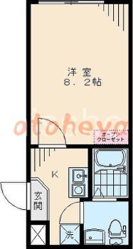 楽器ピアノ可相談 の 賃貸物件 1K 9万円の図面１