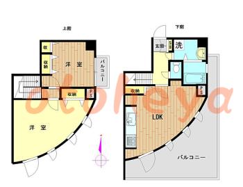 楽器ピアノ可相談 の 賃貸物件 2LDK 27万円の図面１