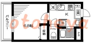 楽器ピアノ可相談 の 賃貸物件 1K 8.9万円の図面１