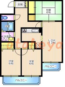 楽器ピアノ可相談 の 賃貸物件 3LDK 11.5万円の図面１