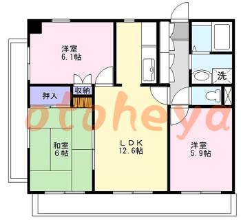 楽器ピアノ可相談 の 賃貸物件 3LDK 11.6万円の図面１