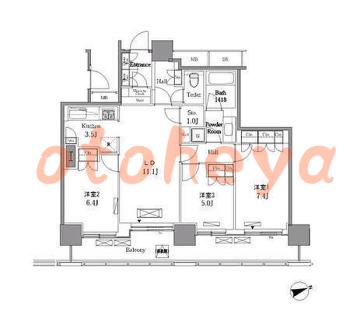 楽器ピアノ可相談 の 賃貸物件 3LDK 39.4万円の図面１