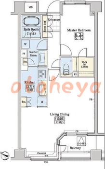楽器ピアノ可相談 の 賃貸物件 1LDK 19.6万円の図面１