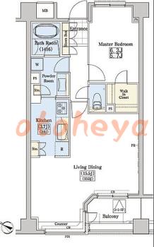 楽器ピアノ可相談 の 賃貸物件 1LDK 19.4万円の図面１