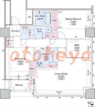 楽器ピアノ可相談 の 賃貸物件 2SLDK 32.7万円の図面１