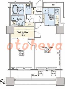 楽器ピアノ可相談 の 賃貸物件 1LDK 22.5万円の図面１