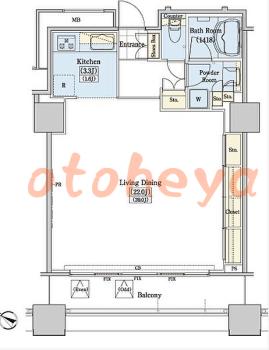 楽器ピアノ可相談 の 賃貸物件 1R 20.2万円の図面１