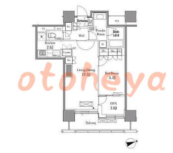 楽器ピアノ可相談 の 賃貸物件 1SLDK 27.5万円の図面１