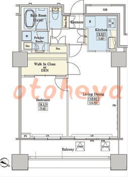 楽器ピアノ可相談 の 賃貸物件 1LDK 21.3万円の図面１