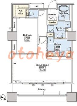 楽器ピアノ可相談 の 賃貸物件 1LDK 26万円の図面1