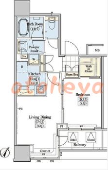 楽器ピアノ可相談 の 賃貸物件 1LDK 18.2万円の図面１