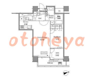 楽器ピアノ可相談 の 賃貸物件 1SLDK 32.3万円の図面１