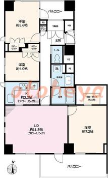 楽器ピアノ可相談 の 賃貸物件 3LDK 33万円の図面１