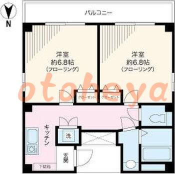 楽器ピアノ可相談 の 賃貸物件 2K 15万円の図面１