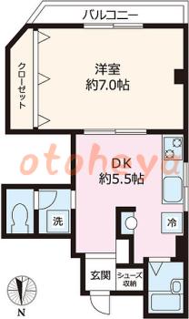 楽器ピアノ可相談 の 賃貸物件 1DK 11万円の図面１