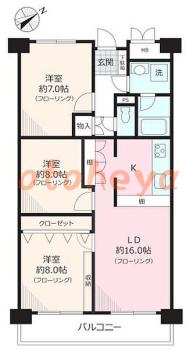 楽器ピアノ可相談 の 賃貸物件 3LDK 27万円の図面１