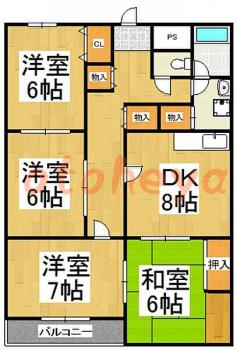 楽器ピアノ可相談 の 賃貸物件 4DK 9.5万円の図面１