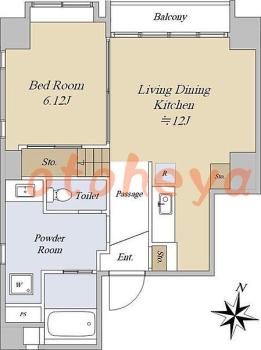 楽器ピアノ可相談 の 賃貸物件 1LDK 16万円の図面１