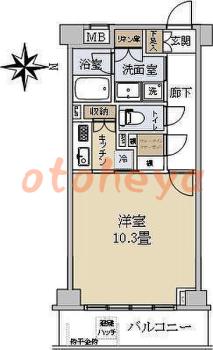 楽器ピアノ可相談 の 賃貸物件 1K 9.8万円の図面１