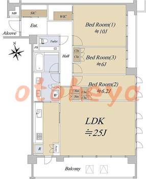 楽器ピアノ可相談 の 賃貸物件 3LDK 99万円の図面１